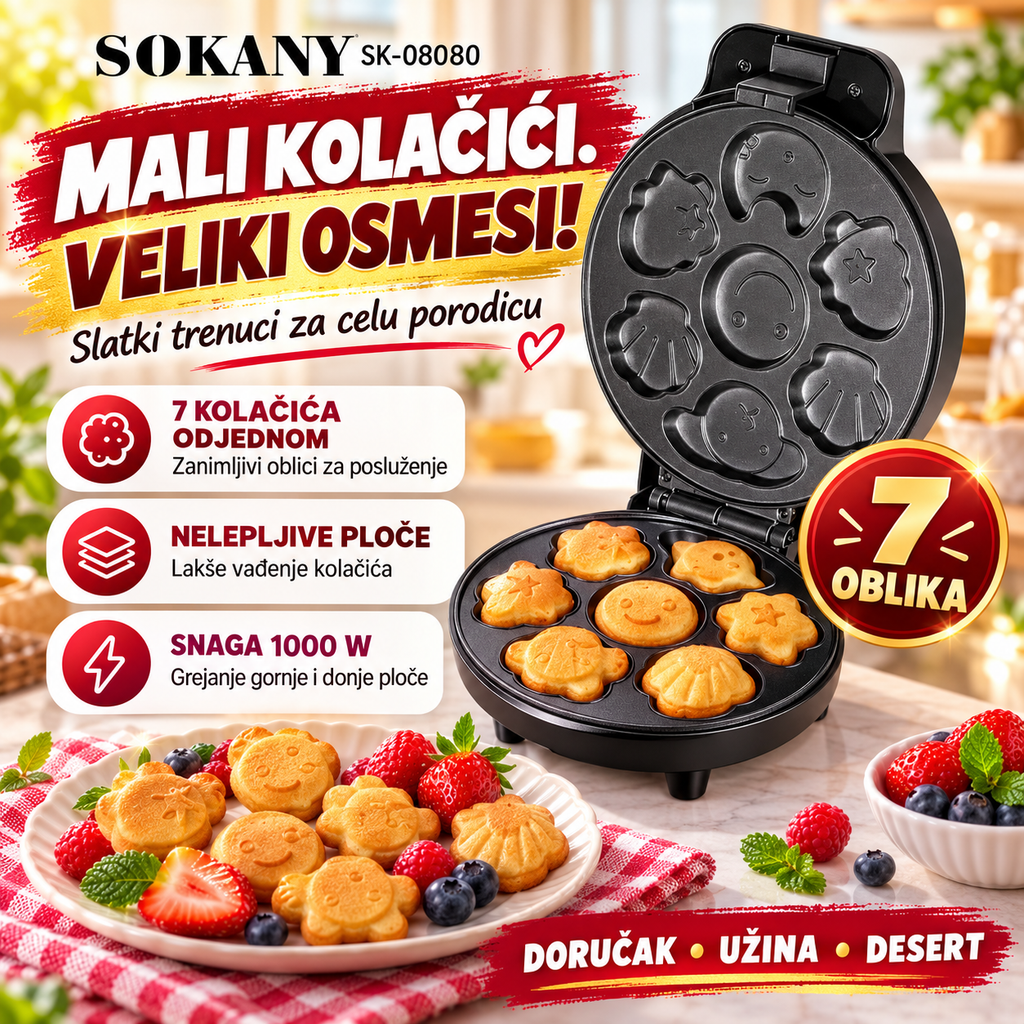 SOKANY SK-08080 aparat za kolačiće – 7 zabavnih oblika za slatke porodične trenutke