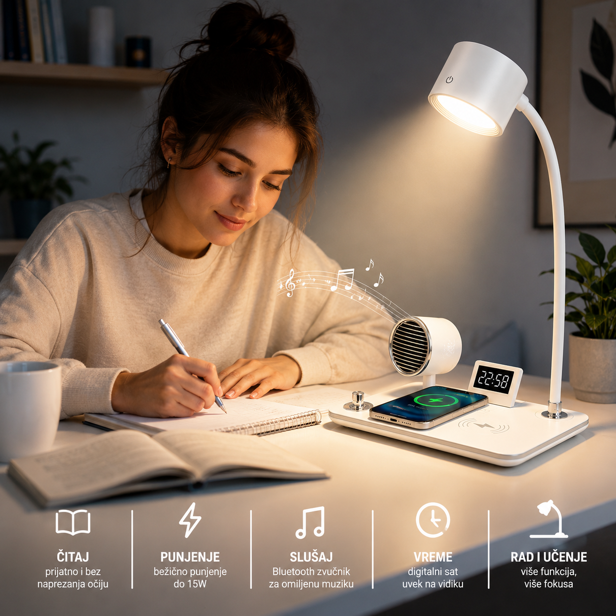 Multifunkcionalna LED stona lampa 4u1 MD1772