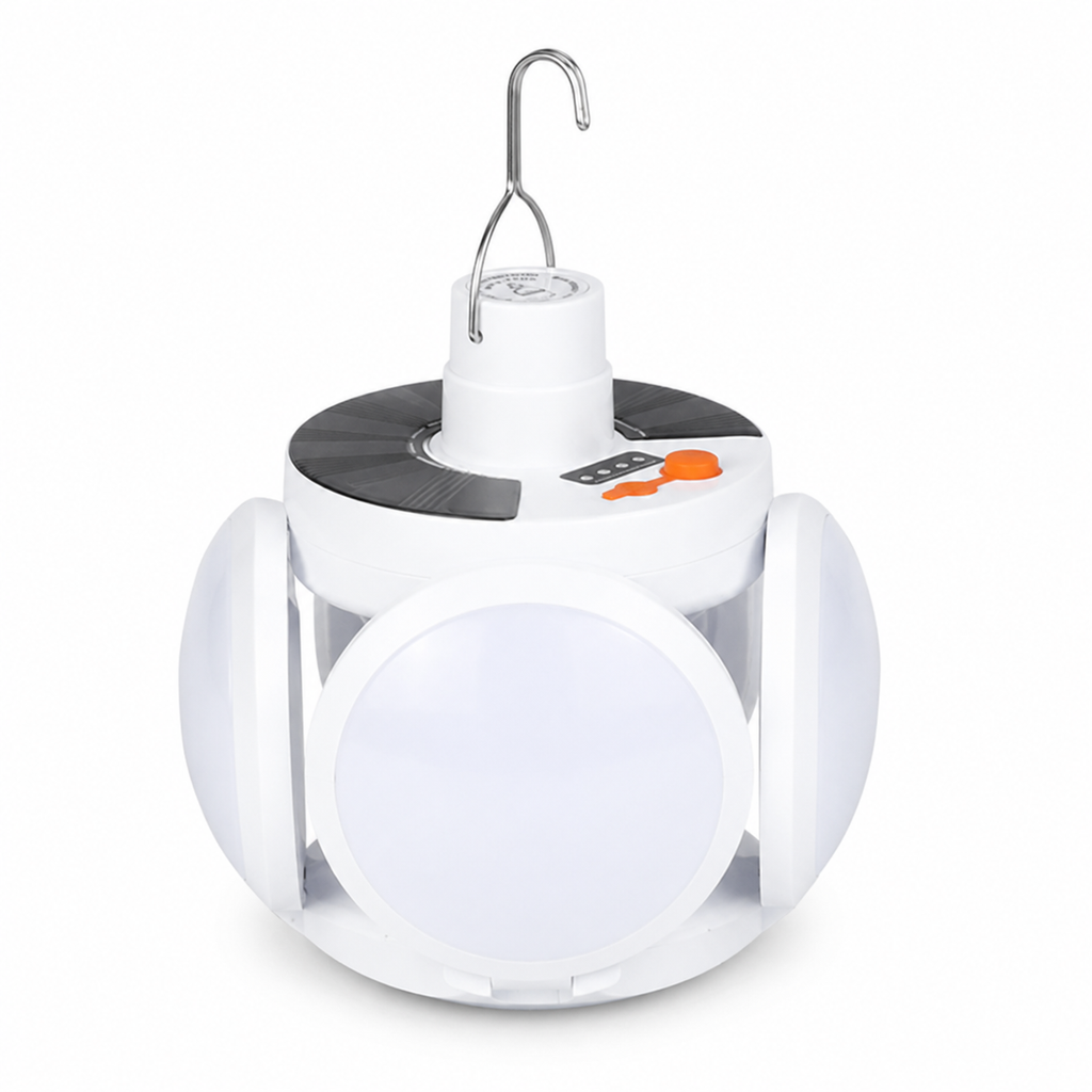 Sklopiva solarna LED lampa 50W sa USB punjenjem – 2 sijalice 1+1 GRATIS