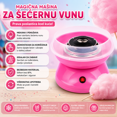 Aparat za šećernu vunu – kućna mašina za rođendane, zabave i porodična slavlja