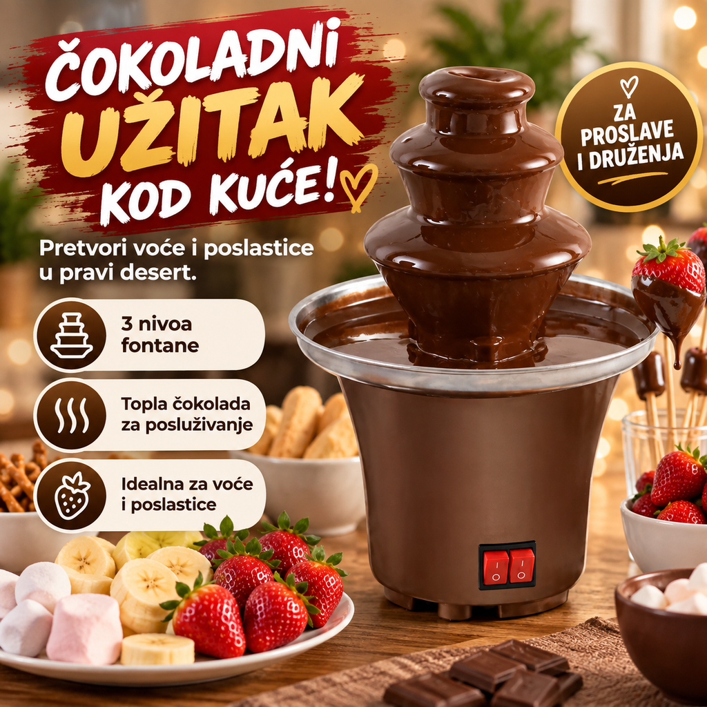 Mini čokoladna fontana za fondi – 3 nivoa