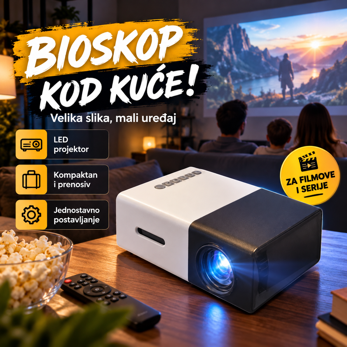 Mini LED projektor za kućni bioskop
